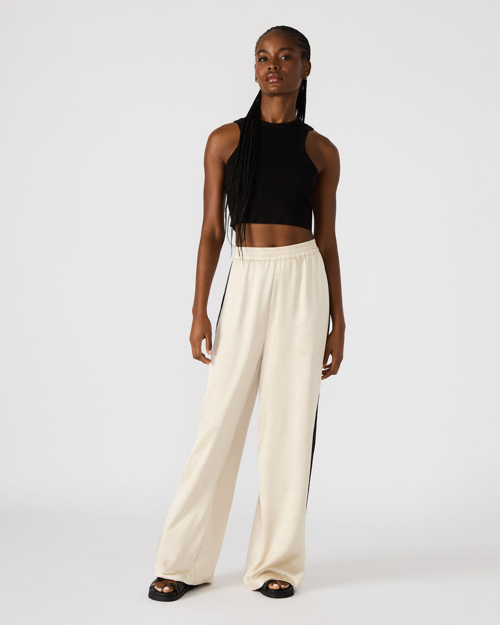 MOXIE Cream Pull-On Contrast Panel Straight Leg Women's Pant | Steve Madden outlet