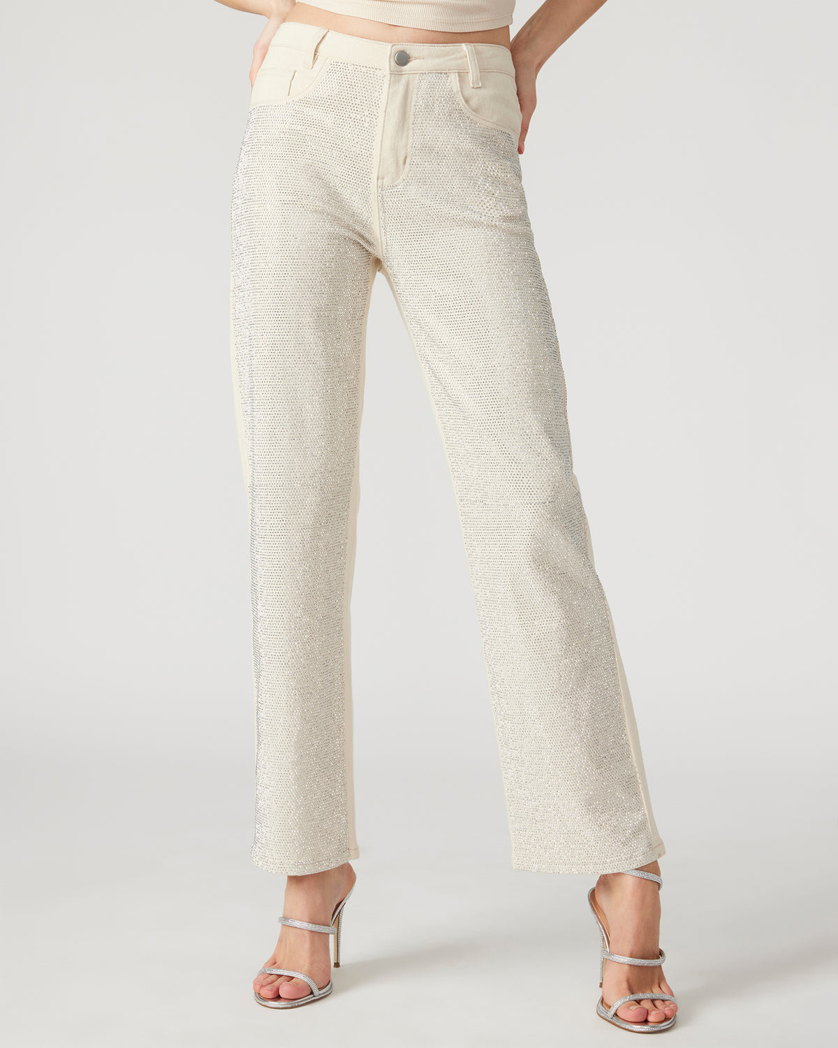 JESSE White Women's Rhinestone Studded Jeans | Steve Madden on Sale