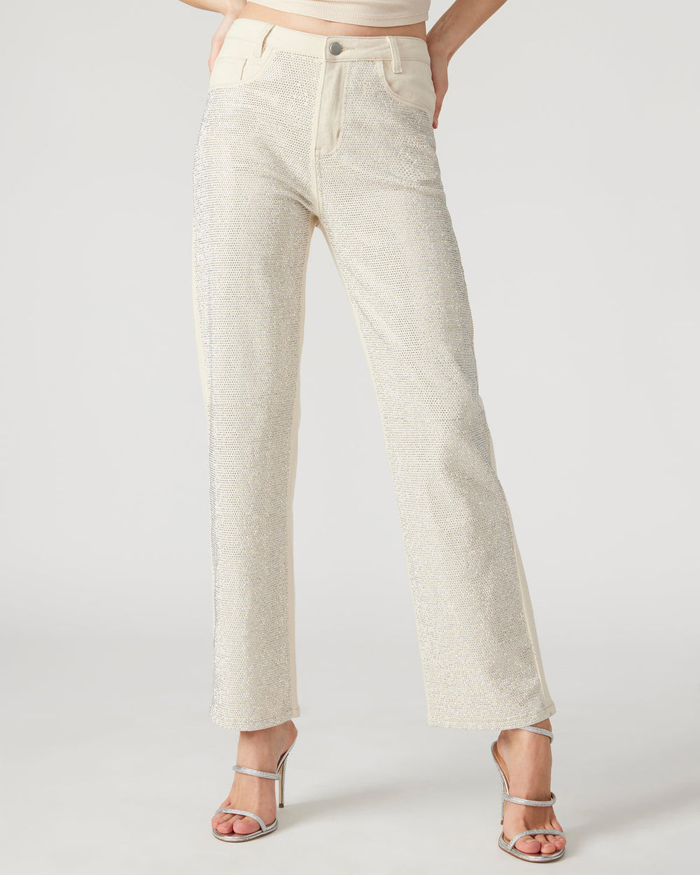 JESSE White Women's Rhinestone Studded Jeans | Steve Madden on Sale