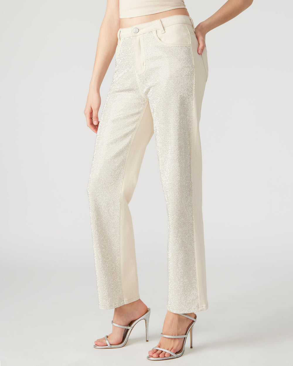 JESSE White Women's Rhinestone Studded Jeans | Steve Madden on Sale