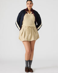 LIVIE Khaki Mini Tie-Front Bubble Women's Skirt | Steve Madden discount