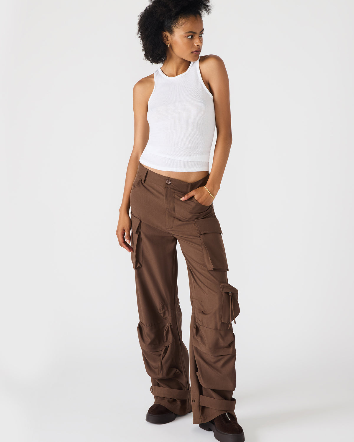 DUO Chocolate Women's Utility Cargo Pants | Steve Madden on Sale