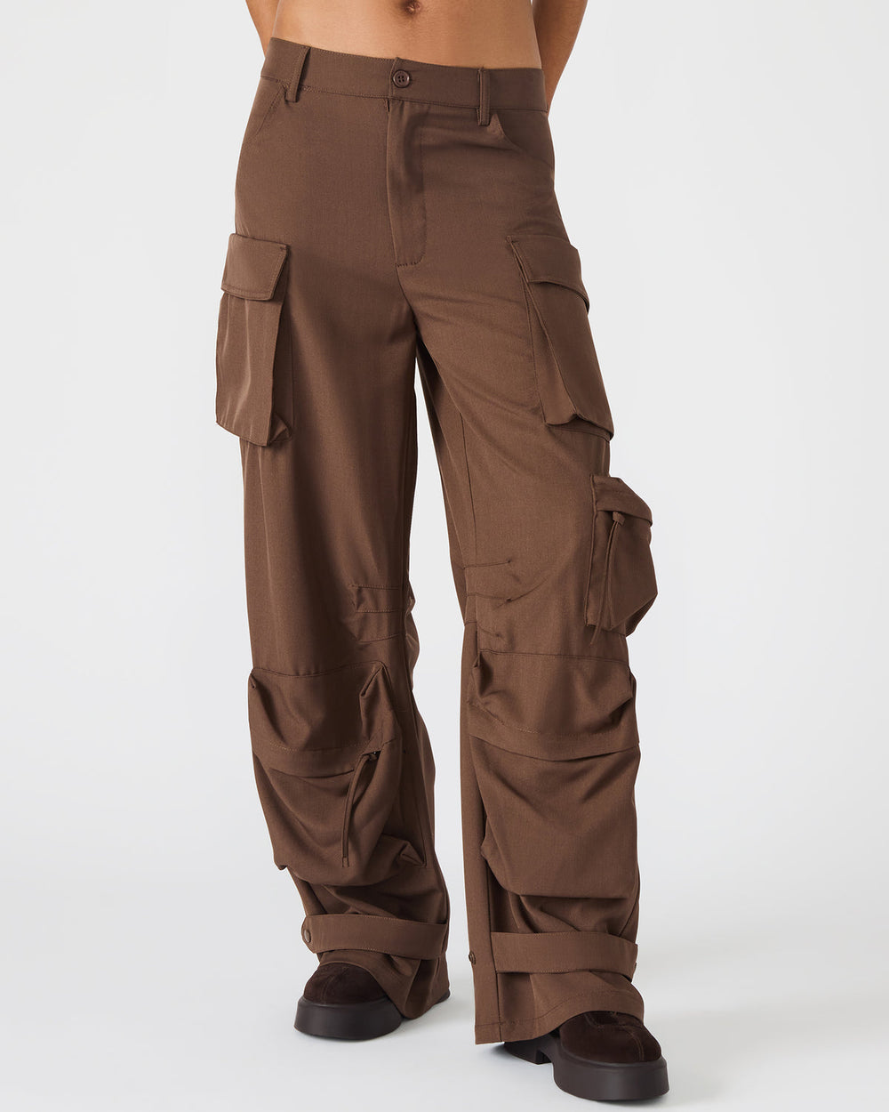 DUO Chocolate Women's Utility Cargo Pants | Steve Madden on Sale