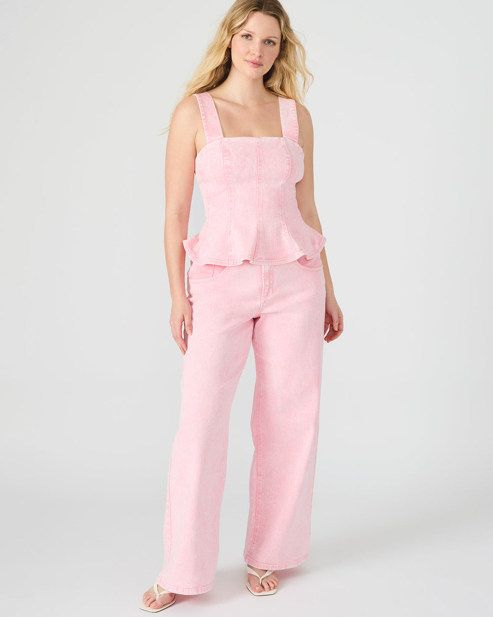 ROZ Pink Wide-Leg Washed Denim Women's Pant | Steve Madden discount