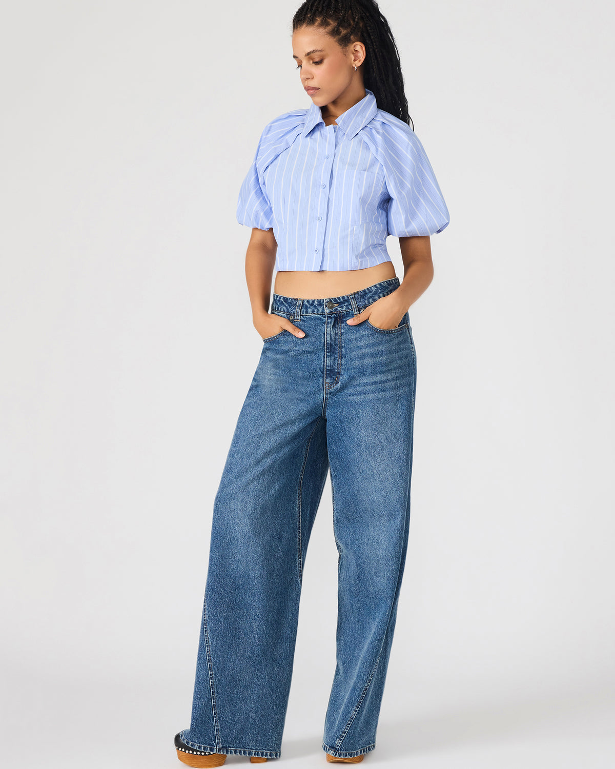 MELLIE Midnight Blue Denim Wide-Leg Women's Jeans | Steve Madden US