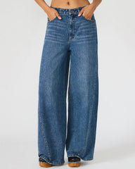 MELLIE Midnight Blue Denim Wide-Leg Women's Jeans | Steve Madden US