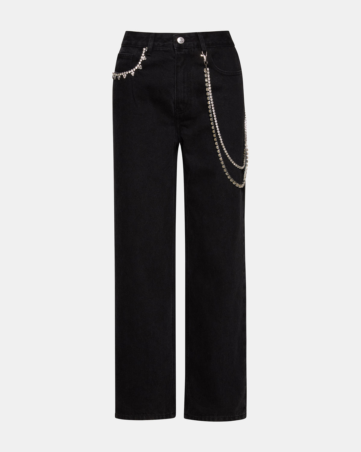 SWIFT Black Wide-Leg Denim Chain Women's Jean | Steve Madden outlet