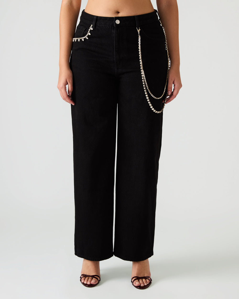 SWIFT Black Wide-Leg Denim Chain Women's Jean | Steve Madden outlet