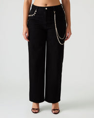 SWIFT Black Wide-Leg Denim Chain Women's Jean | Steve Madden outlet