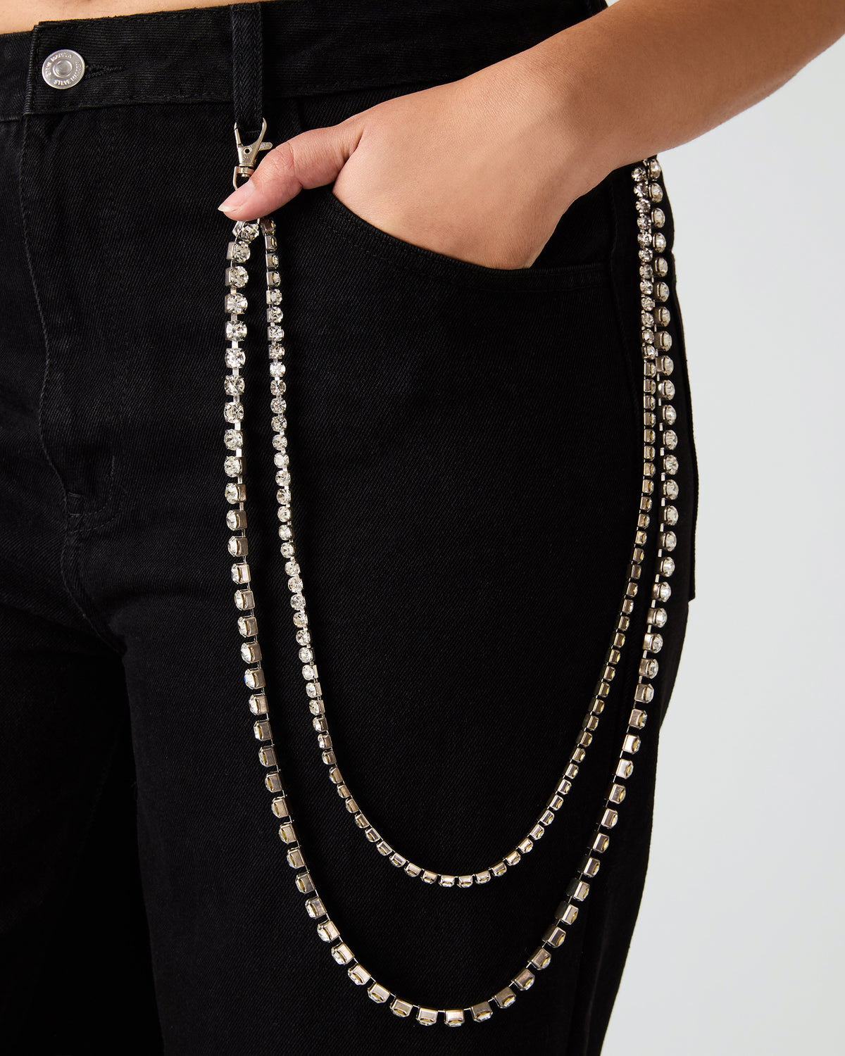 SWIFT Black Wide-Leg Denim Chain Women's Jean | Steve Madden outlet
