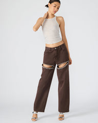TAYLOR Jean Cocoa Brown Women's Cutout Jeans | Steve Madden Sale