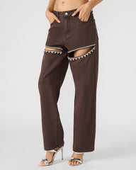 TAYLOR Jean Cocoa Brown Women's Cutout Jeans | Steve Madden Sale
