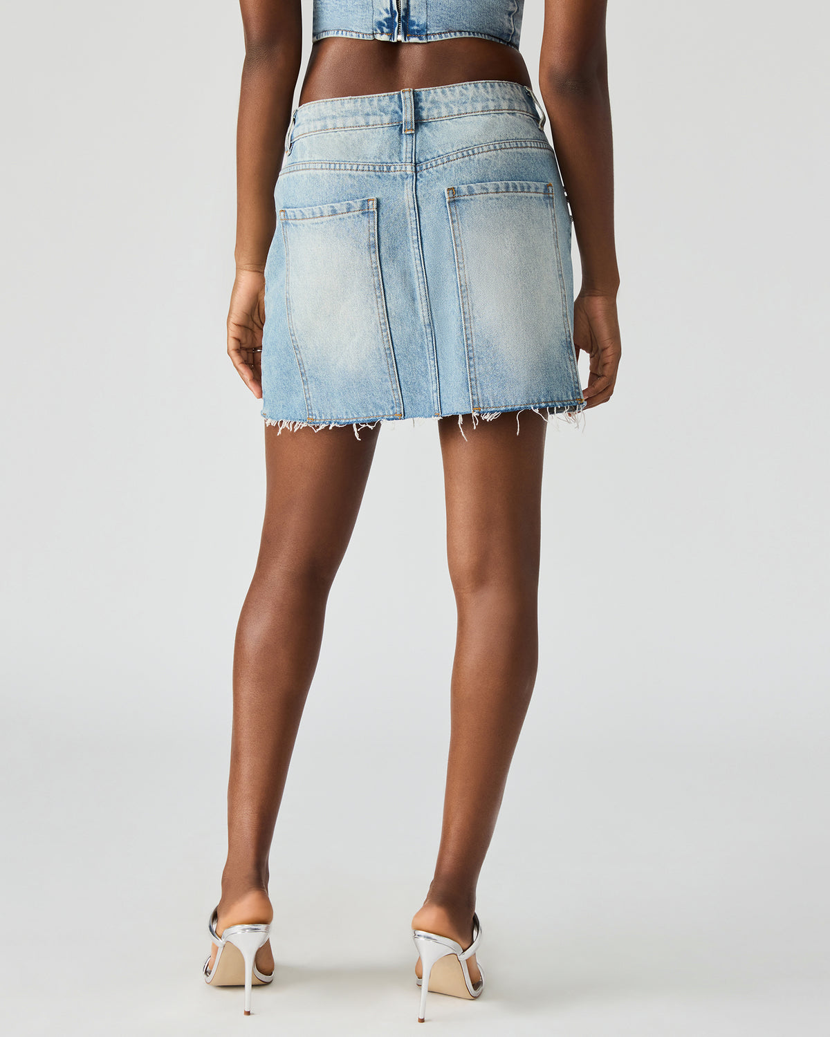 ERAS Denim Rhinestone Embellished Matching Set Mini Women's Skirt | Steve Madden discount