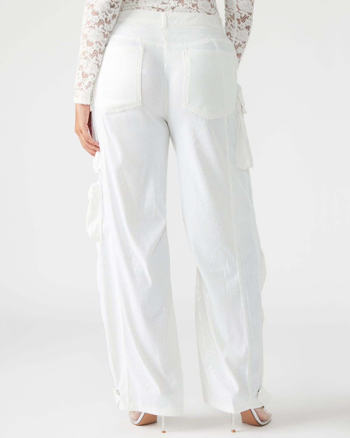 DUO White Sequin Women's Utility Cargo Pants | Steve Madden online