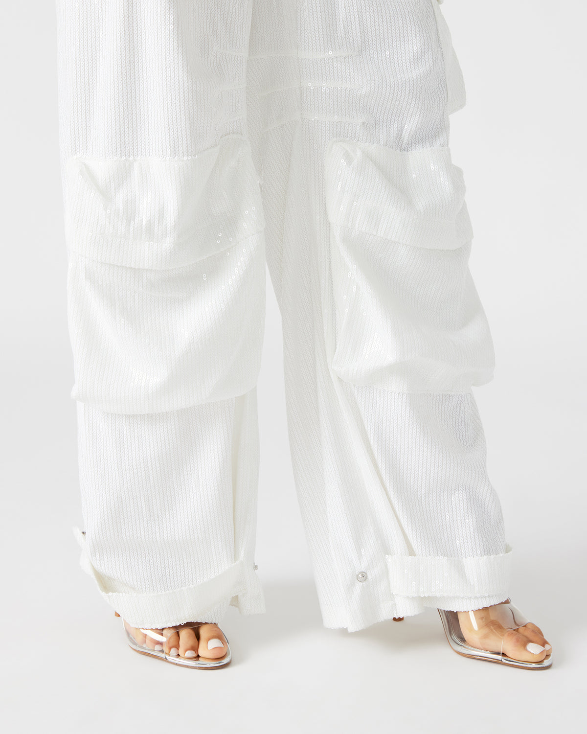 DUO White Sequin Women's Utility Cargo Pants | Steve Madden online