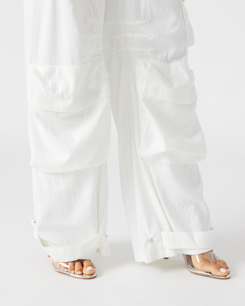 DUO White Sequin Women's Utility Cargo Pants | Steve Madden online