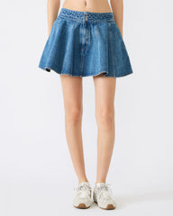 LILLIANY Aruba Blue Pleated Denim Mini Women's Skirt | Steve Madden Sale