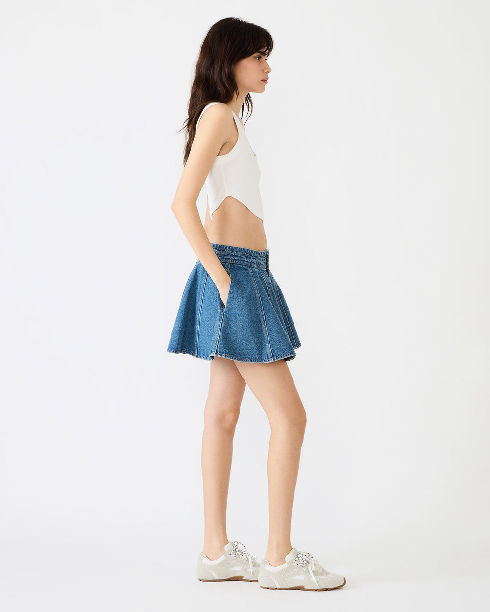 LILLIANY Aruba Blue Pleated Denim Mini Women's Skirt | Steve Madden Sale