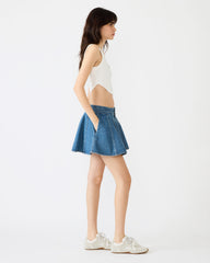 LILLIANY Aruba Blue Pleated Denim Mini Women's Skirt | Steve Madden Sale
