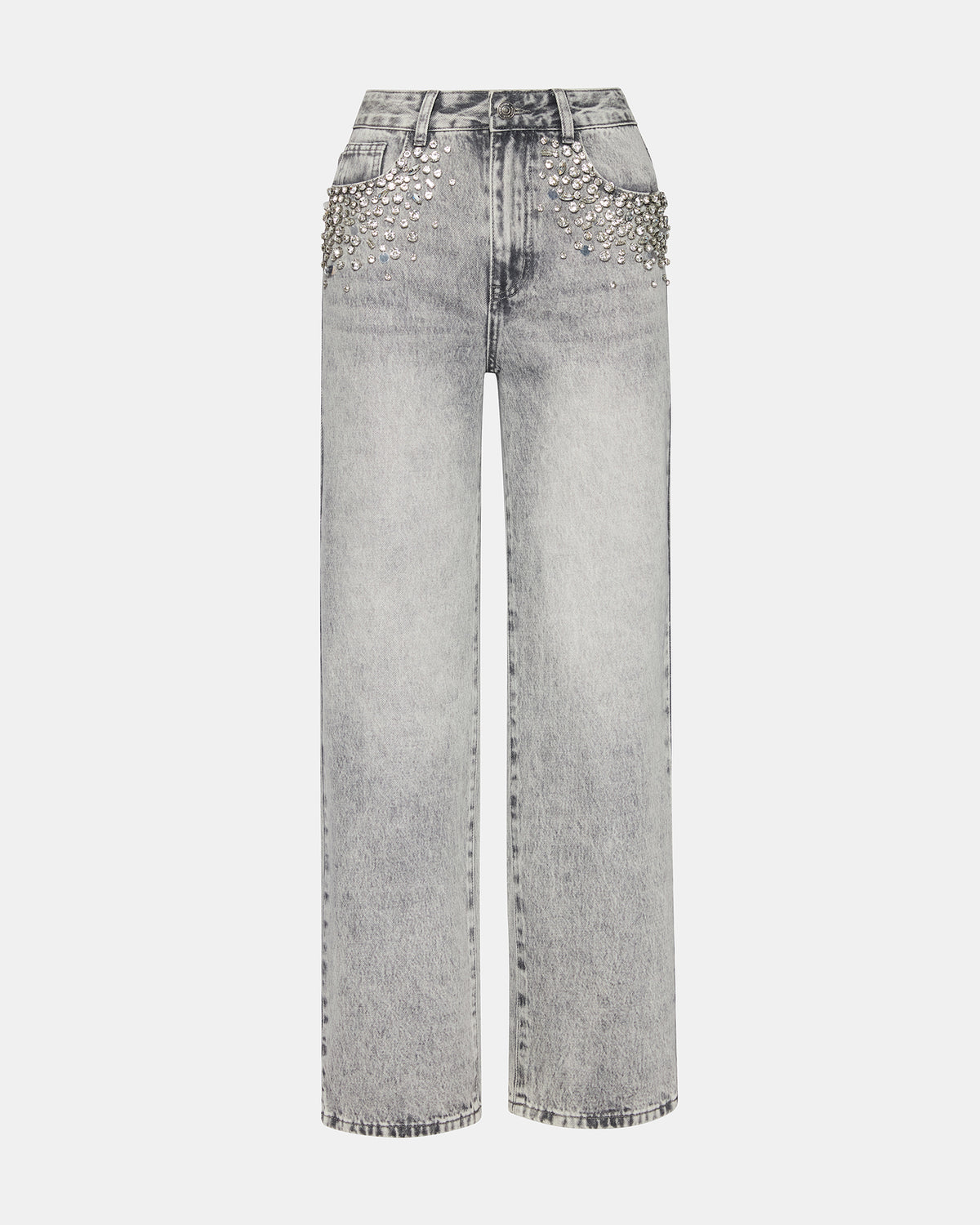ERAS Fog Rhinestone Embellised Straight-Leg Denim Women's Jeans | Steve Madden Sale