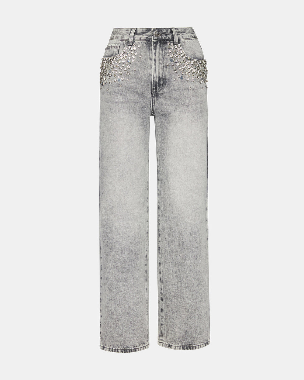 ERAS Fog Rhinestone Embellised Straight-Leg Denim Women's Jeans | Steve Madden Sale