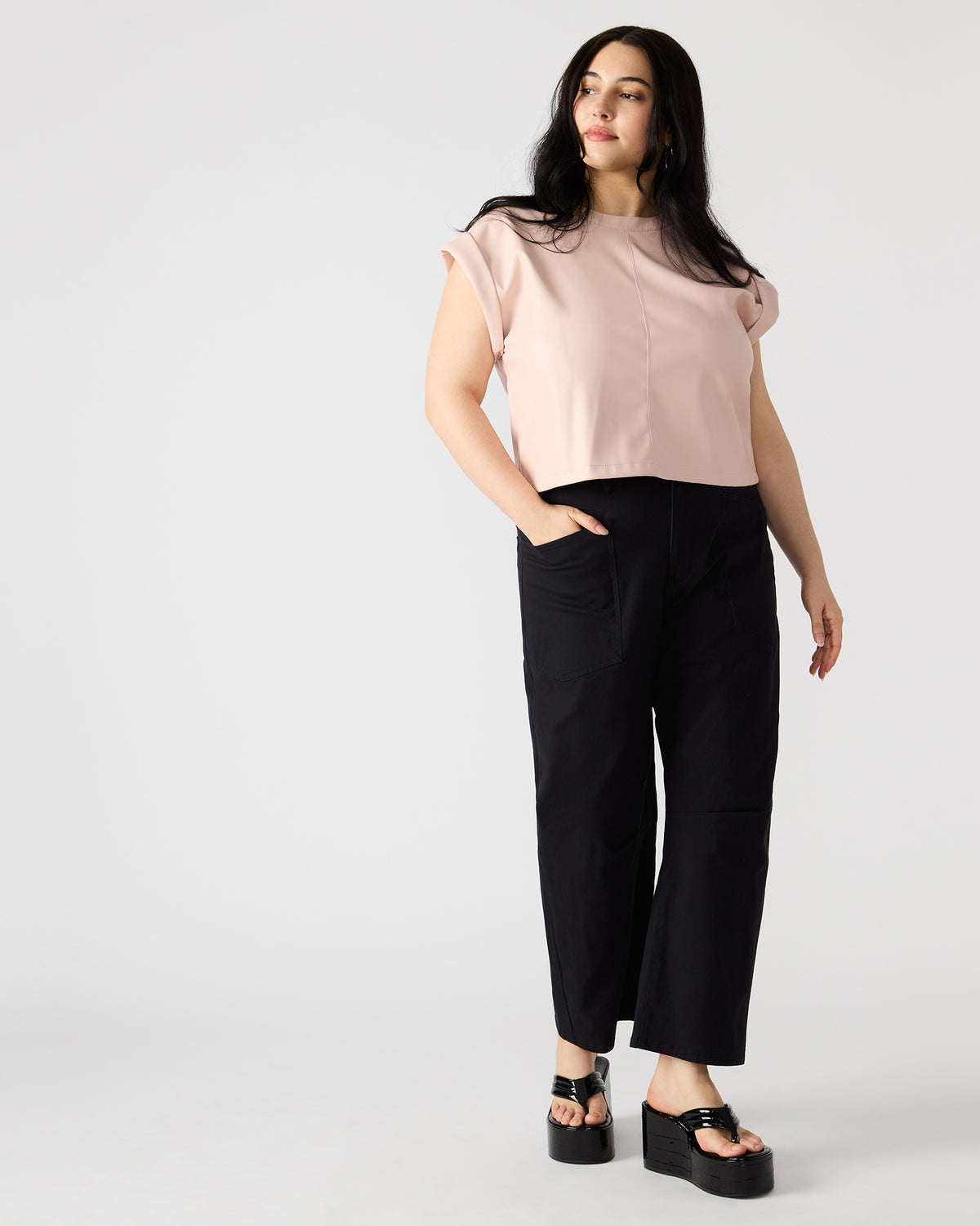 HANIEL Black Women's Barrel Leg Pant | Steve Madden for Sale