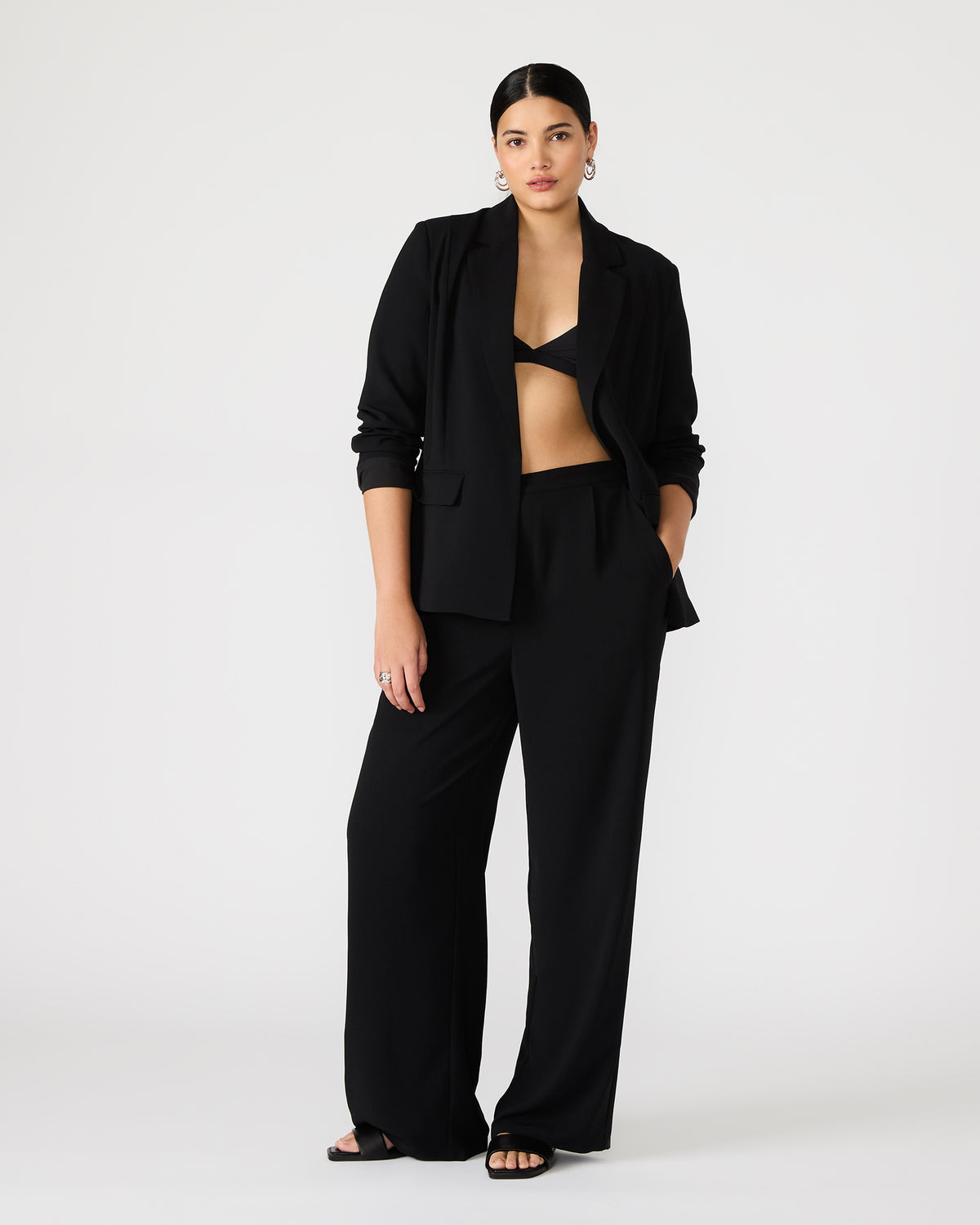 PAYTON Pant Black | Women's Wide Leg Trousers | Steve Madden on Sale