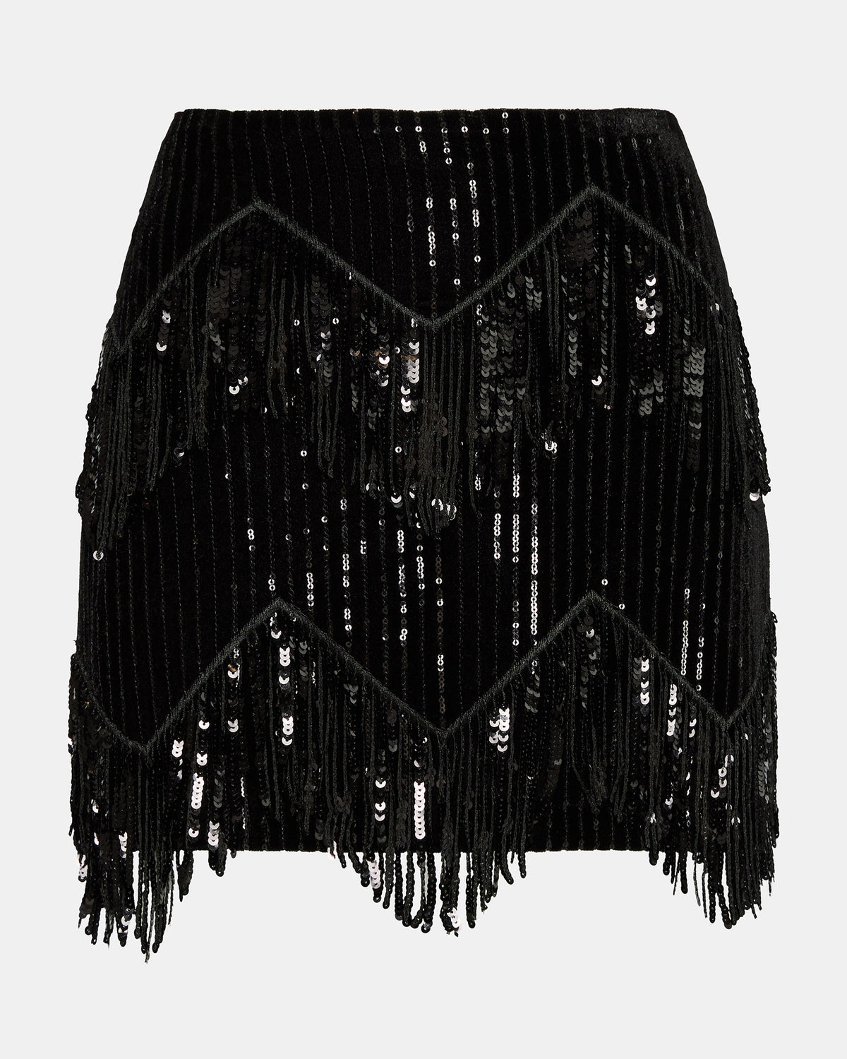 CINDI Sequin Black Fringe Embellished Women's Skirt | Steve Madden near me