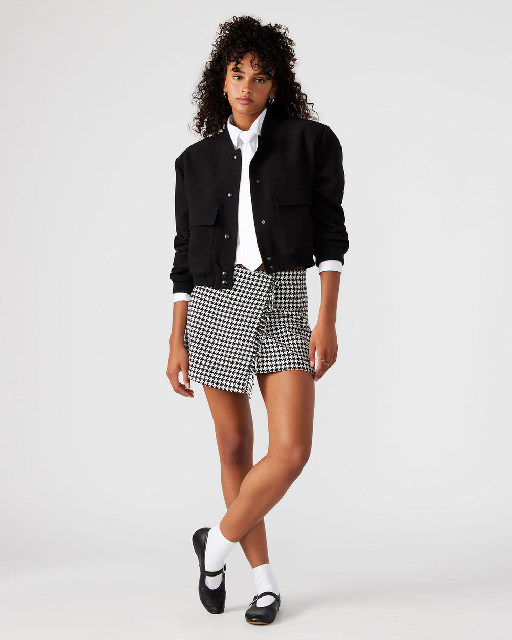 LEON Black/White Women's Wrap Mini Skirt | Steve Madden online