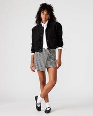 LEON Black/White Women's Wrap Mini Skirt | Steve Madden online