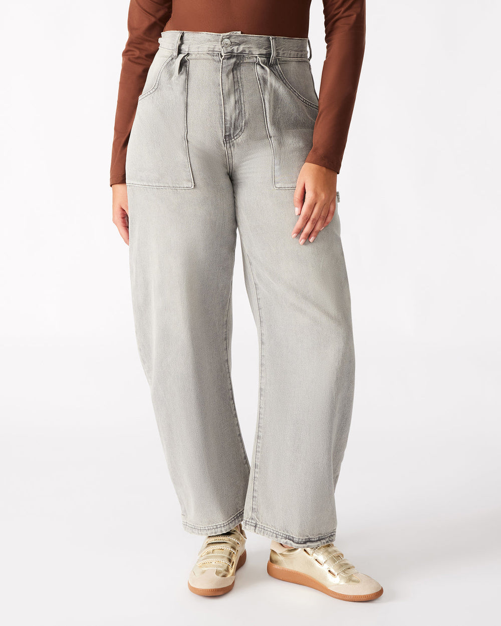 HANSEN Pant Light Grey | Women's Barrel Leg Pants | Steve Madden on Sale