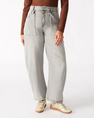 HANSEN Pant Light Grey | Women's Barrel Leg Pants | Steve Madden on Sale