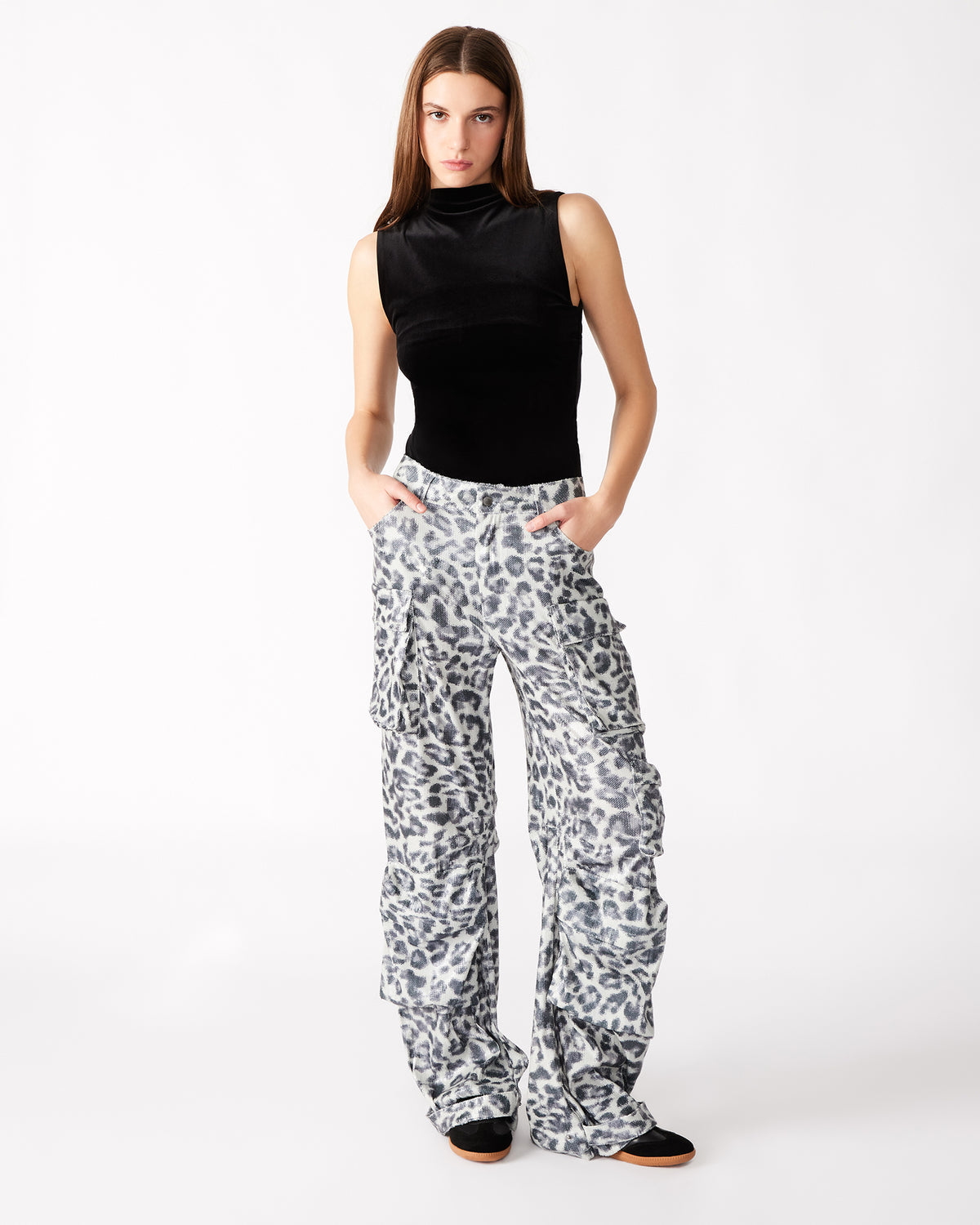 DUO Leopard Sequin Women's Utility Cargo Pants | Steve Madden near me