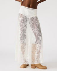 VEERA White Mesh Lace Flowy Maxi Skirt | Steve Madden on Sale