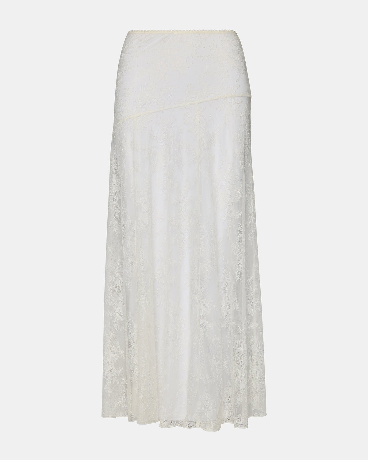 VEERA White Mesh Lace Flowy Maxi Skirt | Steve Madden on Sale