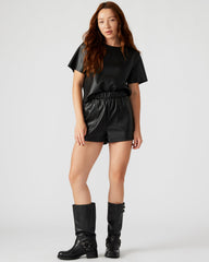 FAUX THE RECORD Short Black | Women's Faux Leather Short | Steve Madden outlet