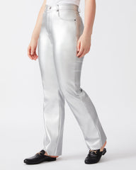LOREN Pant Silver | Women's Faux Leather Straight Leg Pant | Steve Madden Sale