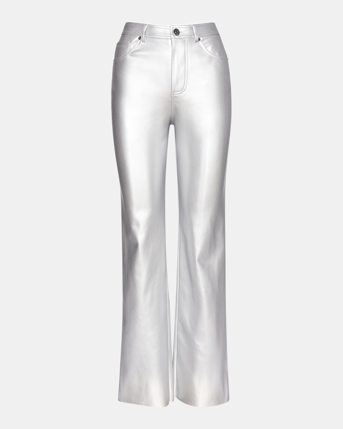 LOREN Pant Silver | Women's Faux Leather Straight Leg Pant | Steve Madden Sale