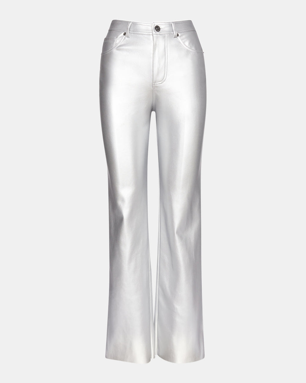 LOREN Pant Silver | Women's Faux Leather Straight Leg Pant | Steve Madden Sale