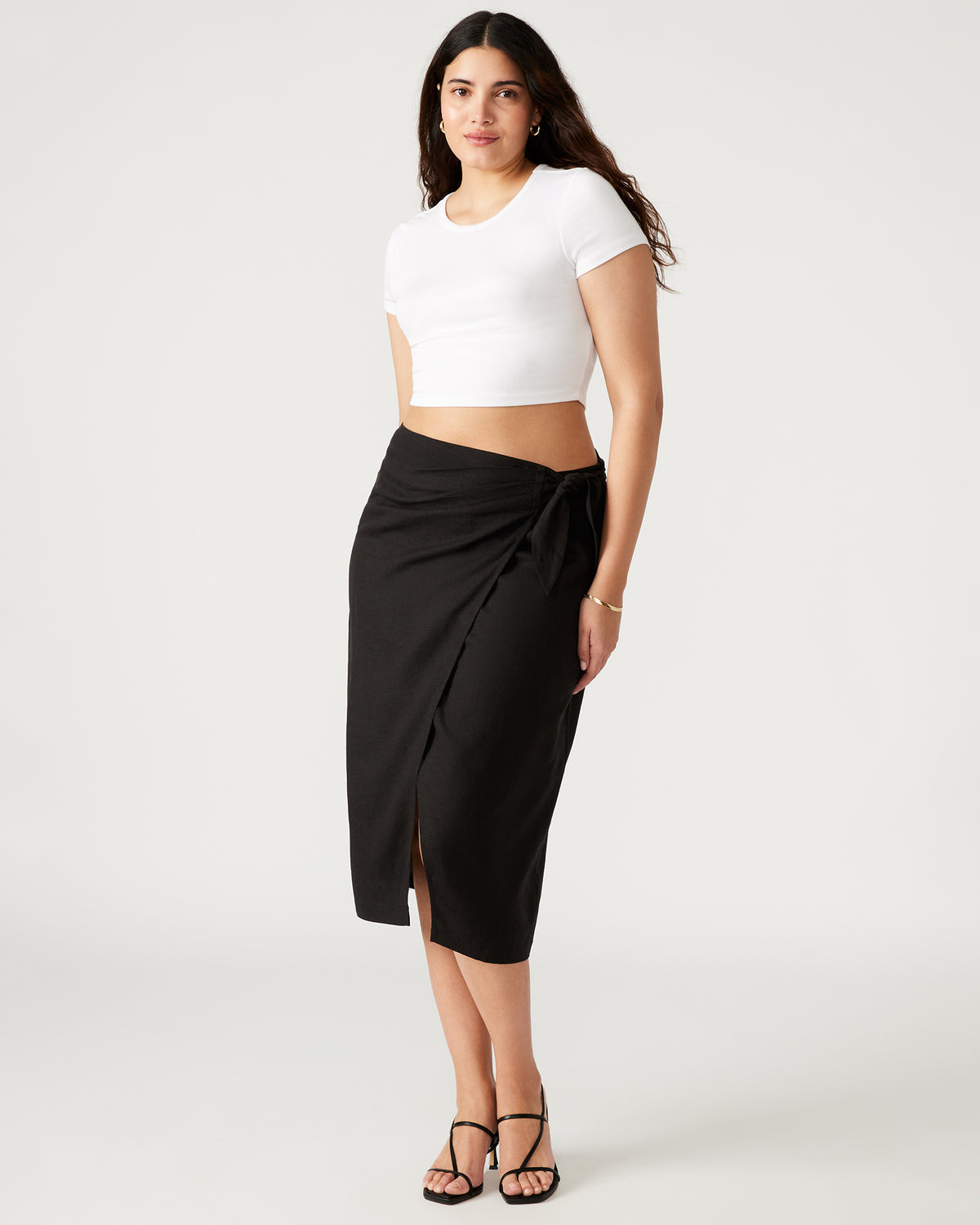 ISADORA Skirt Black | Women's Midi Wrap Skirt | Steve Madden discount