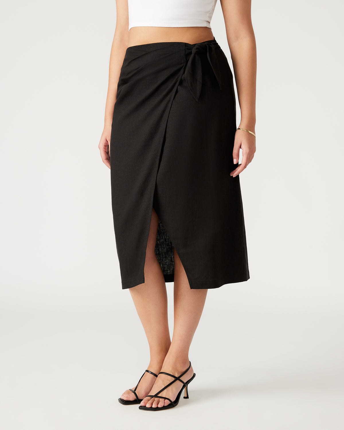 ISADORA Skirt Black | Women's Midi Wrap Skirt | Steve Madden discount