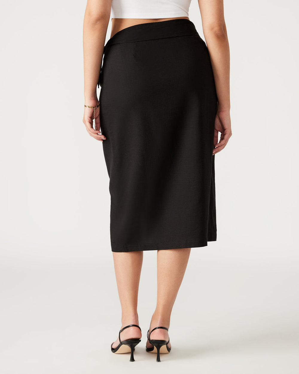 ISADORA Skirt Black | Women's Midi Wrap Skirt | Steve Madden discount