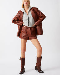 FAUX THE RECORD Short Cognac | Women's Faux Leather Short | Steve Madden outlet