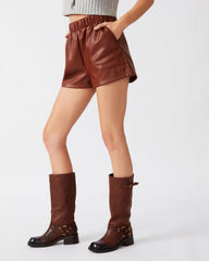 FAUX THE RECORD Short Cognac | Women's Faux Leather Short | Steve Madden outlet