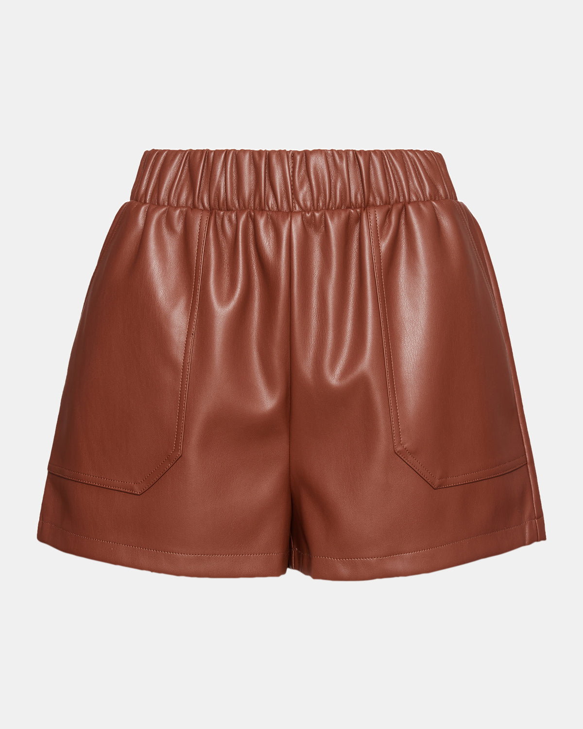 FAUX THE RECORD Short Cognac | Women's Faux Leather Short | Steve Madden outlet