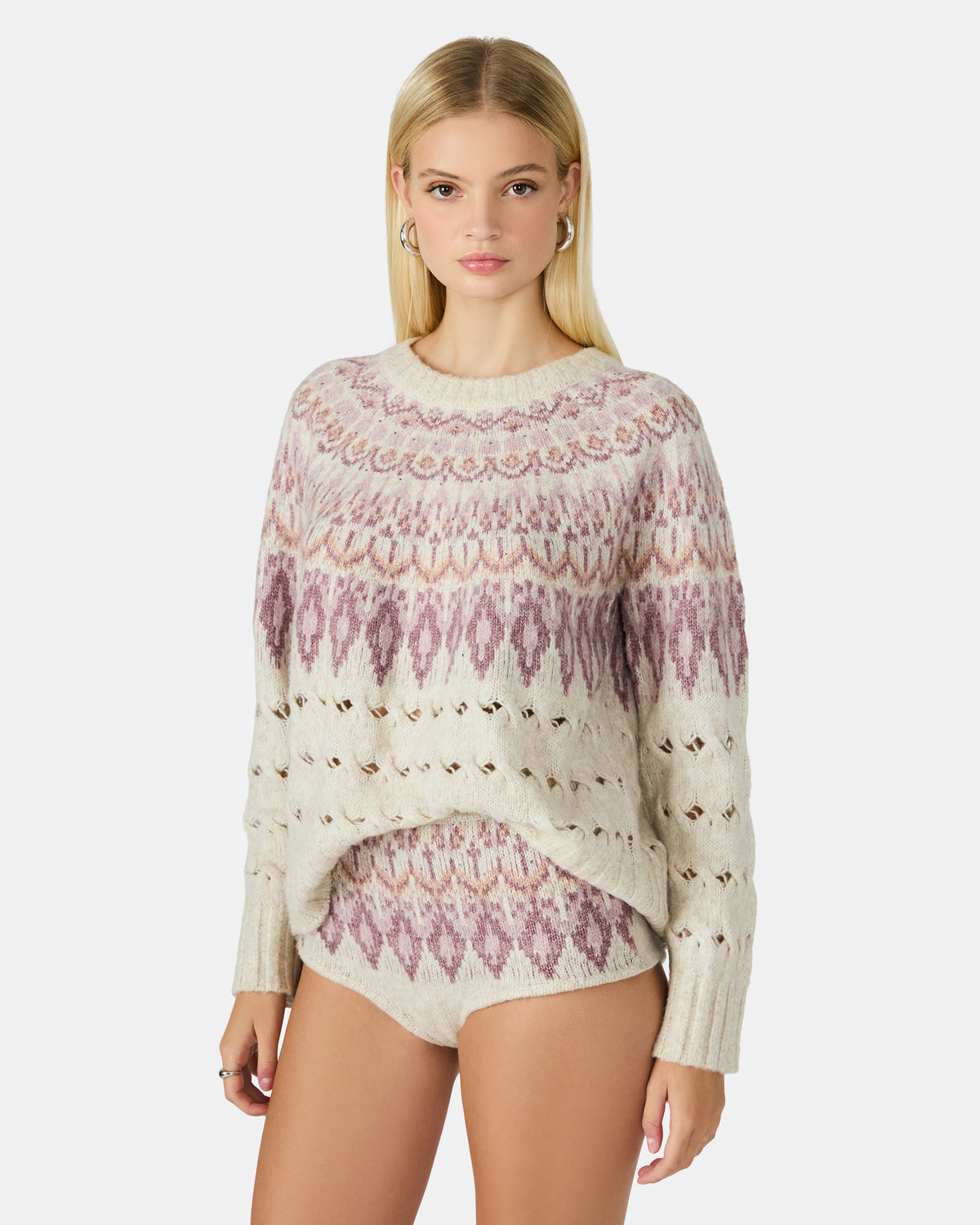 SUZETTE Multi Women's Fair Isle Long-Sleeved Pullover Sweater | Steve Madden online