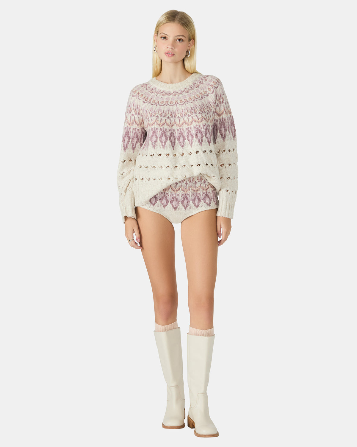 SUZETTE Multi Women's Fair Isle Long-Sleeved Pullover Sweater | Steve Madden online