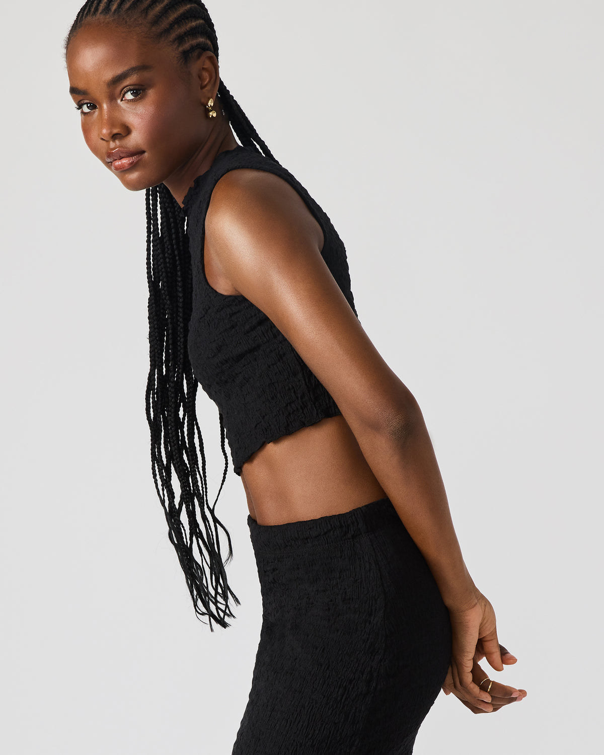 SEASIDE Maxi Skirt Set Black Women's Textured Matching Set | Steve Madden outlet
