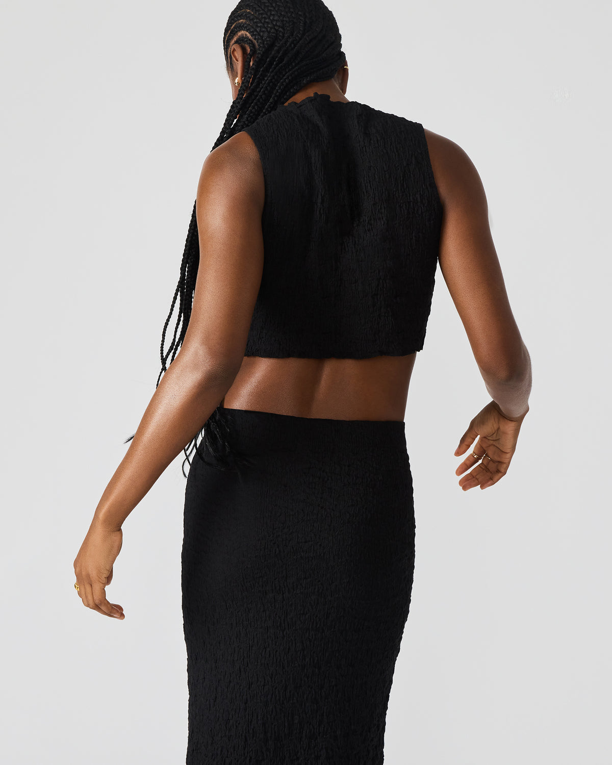 SEASIDE Maxi Skirt Set Black Women's Textured Matching Set | Steve Madden outlet