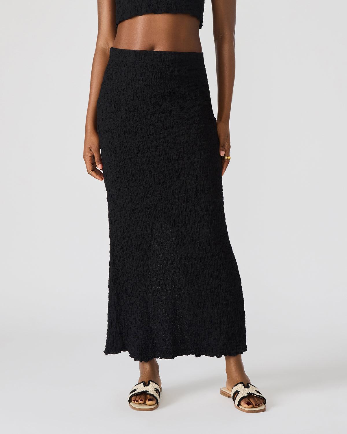 SEASIDE Maxi Skirt Set Black Women's Textured Matching Set | Steve Madden outlet